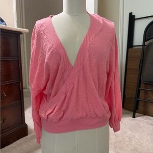 Women's Pink V-Neck Draped Sweater Top